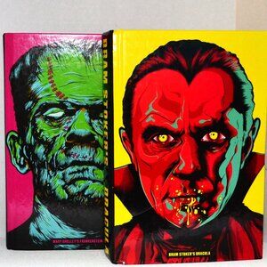 Set Of 2 Horror Classics Frankenstein Dracula Hardcover Bright Covers Halloween